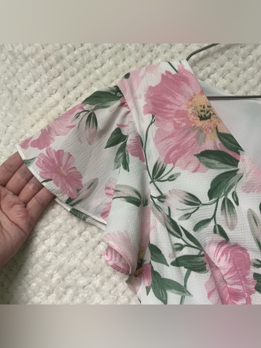 Brannan womens mini dress flutter sleeves v-neck ruffle hem floral size large - Picture 3 of 16